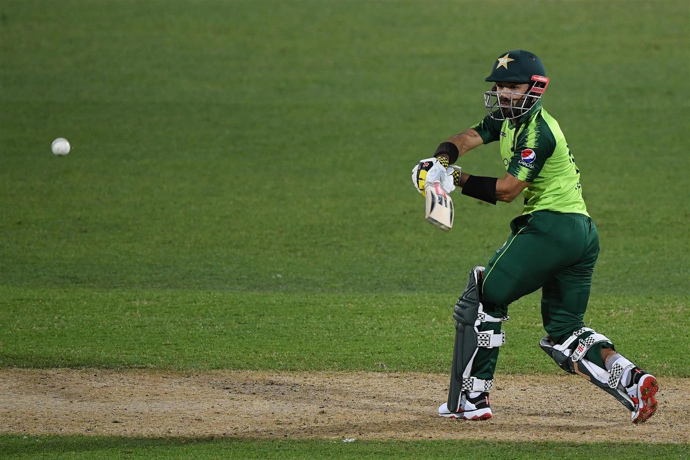 NAPIER, NEW ZEALAND - DECEMBER 22: Mohammad Rizwan of Pakistan plays a shot during the third game of the International T20 series between New Zealand and Pakistan at McLean Park on December 22, 2020 in Napier, New Zealand. (Photo by Kerry Marshall/Getty Images)