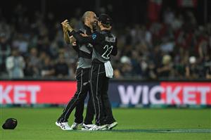 NAPIER, NEW ZEALAND - DECEMBER 22: Daryl Mitchell of New Zealand celebrates a catch during the third game of the International T20 series between New Zealand and Pakistan at McLean Park on December 22, 2020 in Napier, New Zealand. (Photo by Kerry Marshall/Getty Images)