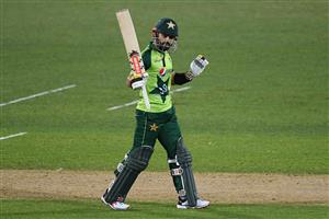 NAPIER, NEW ZEALAND - DECEMBER 22: Mohammad Rizwan of Pakistan celebrates scoring 50 runs during the third game of the International T20 series between New Zealand and Pakistan at McLean Park on December 22, 2020 in Napier, New Zealand. (Photo by Kerry Marshall/Getty Images)