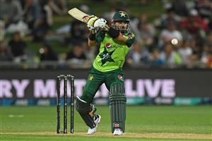 NAPIER, NEW ZEALAND - DECEMBER 22: Mohammad Rizwan of Pakistan plays a shot during the third game of the International T20 series between New Zealand and Pakistan at McLean Park on December 22, 2020 in Napier, New Zealand. (Photo by Kerry Marshall/Getty Images)