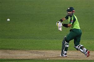 NAPIER, NEW ZEALAND - DECEMBER 22: Mohammad Rizwan of Pakistan plays a shot during the third game of the International T20 series between New Zealand and Pakistan at McLean Park on December 22, 2020 in Napier, New Zealand. (Photo by Kerry Marshall/Getty Images)