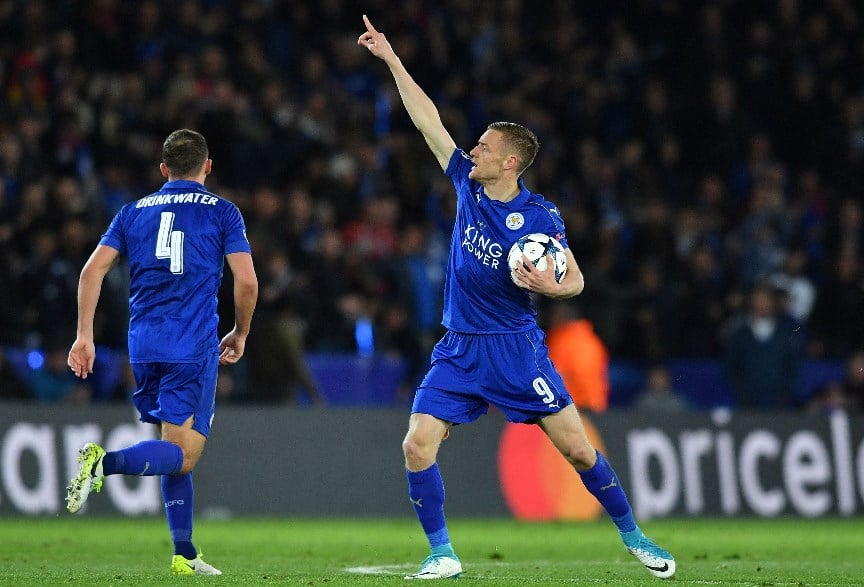 Leicester uefa celebrate vardy