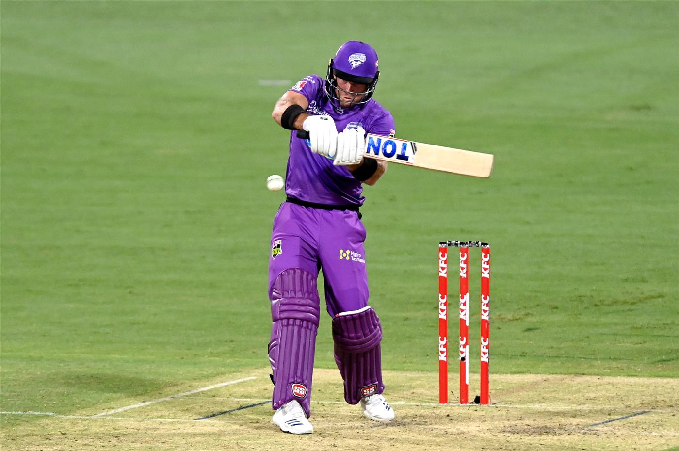 BRISBANE, AUSTRALIA - DECEMBER 30: Colin Ingram of the Hurricanes plays a shot during the Big Bash League match between the Hobart Hurricanes and Brisbane Heat at The Gabba, on December 30, 2020, in Brisbane, Australia. (Photo by Bradley Kanaris/Getty Images)
