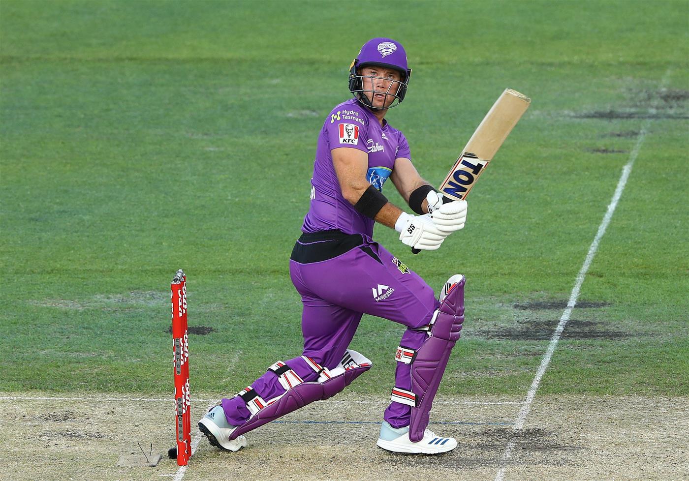 HOBART, AUSTRALIA - JANUARY 04: Colin Ingram of the Hurricanes bats during the Big Bash League match between the Melbourne Stars and the Hobart Hurricanes at Blundstone Arena, on January 04, 2021, in Hobart, Australia. (Photo by Robert Cianflone/Getty Images)