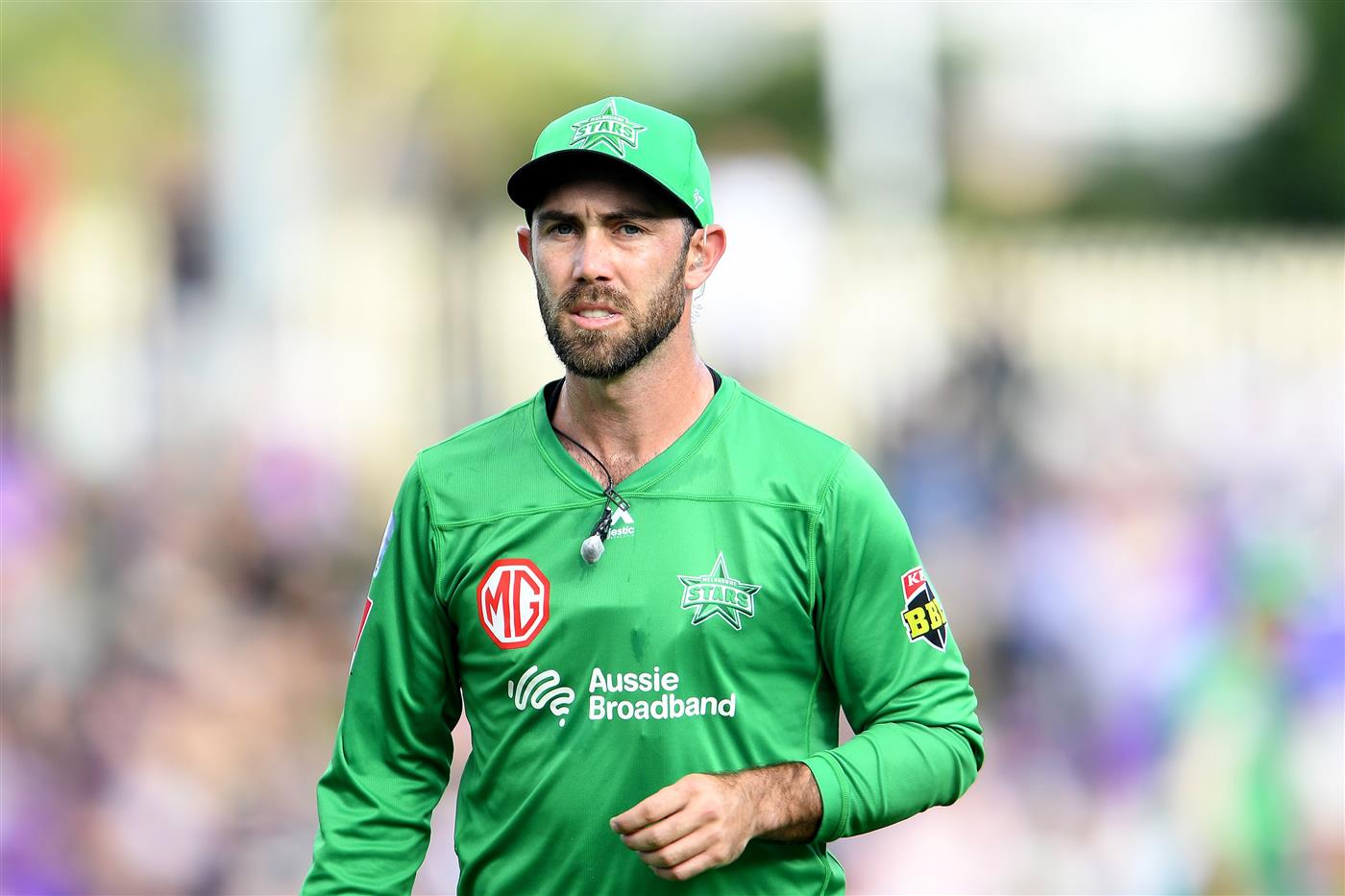 HOBART, AUSTRALIA - JANUARY 04: Glenn Maxwell  of the Stars in action during the Big Bash League match between the Melbourne Stars and the Hobart Hurricanes at Blundstone Arena, on January 04, 2021, in Hobart, Australia. (Photo by Steve Bell/Getty Images)