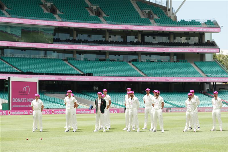 SYDNEY, AUSTRALIA - JANUARY 05: Australia pose for a team photo during an Australian nets session at the Sydney Cricket Ground on January 05, 2021 in Sydney, Australia. (Photo by Mark Metcalfe/Getty Images)