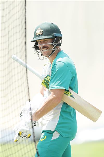 SYDNEY, AUSTRALIA - JANUARY 05: David Warner of Australia prepares to bat during an Australian nets session at the Sydney Cricket Ground on January 05, 2021 in Sydney, Australia. (Photo by Mark Metcalfe/Getty Images)