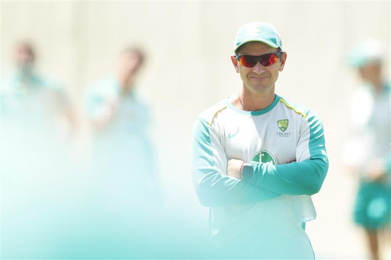 SYDNEY, AUSTRALIA - JANUARY 05: Justin Langer, coach of Australia smiles during an Australian nets session at the Sydney Cricket Ground on January 05, 2021 in Sydney, Australia. (Photo by Mark Metcalfe/Getty Images)