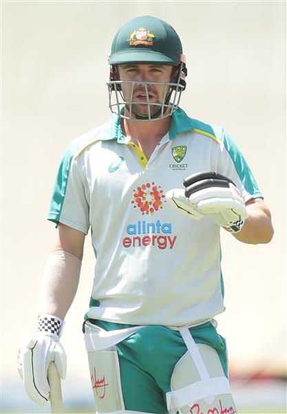 SYDNEY, AUSTRALIA - JANUARY 05: Travis Head of Australia bats during an Australian nets session at the Sydney Cricket Ground on January 05, 2021 in Sydney, Australia. (Photo by Mark Metcalfe/Getty Images)