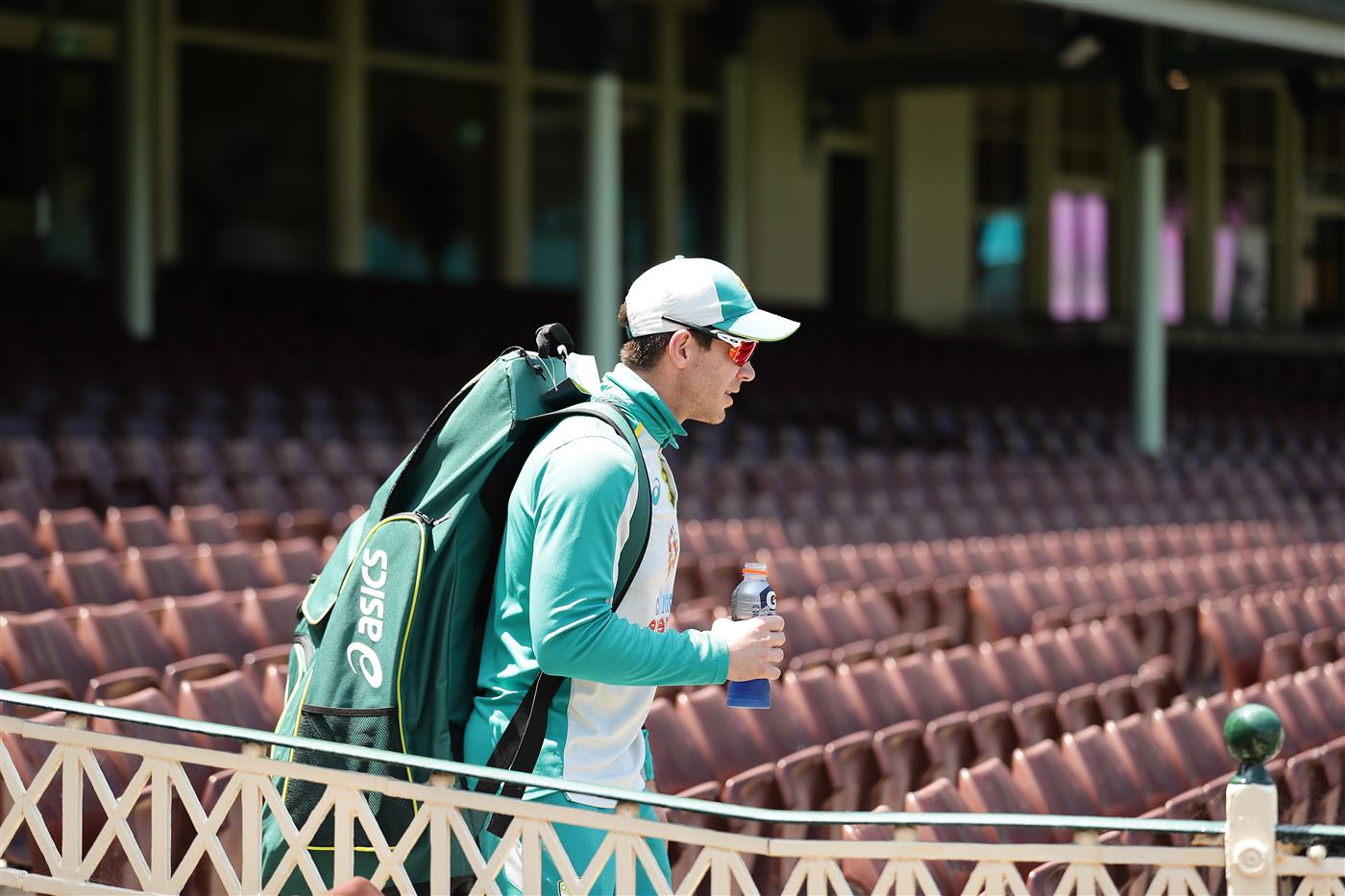 SYDNEY, AUSTRALIA - JANUARY 05: Tim Paine of Australia walks to the nets during an Australian nets session at the Sydney Cricket Ground on January 05, 2021 in Sydney, Australia. (Photo by Mark Metcalfe/Getty Images)