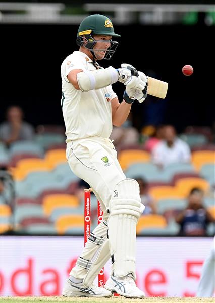 BRISBANE, AUSTRALIA - JANUARY 18: Josh Hazlewood of Australia bats during day four of the 4th Test Match in the series between Australia and India at The Gabba on January 18, 2021 in Brisbane, Australia. (Photo by Bradley Kanaris/Getty Images)