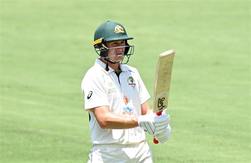 BRISBANE, AUSTRALIA - JANUARY 18: Marnus Labuschagne of Australia looks dejected after losing his wicket during day four of the 4th Test Match in the series between Australia and India at The Gabba on January 18, 2021 in Brisbane, Australia. (Photo by Bradley Kanaris/Getty Images)