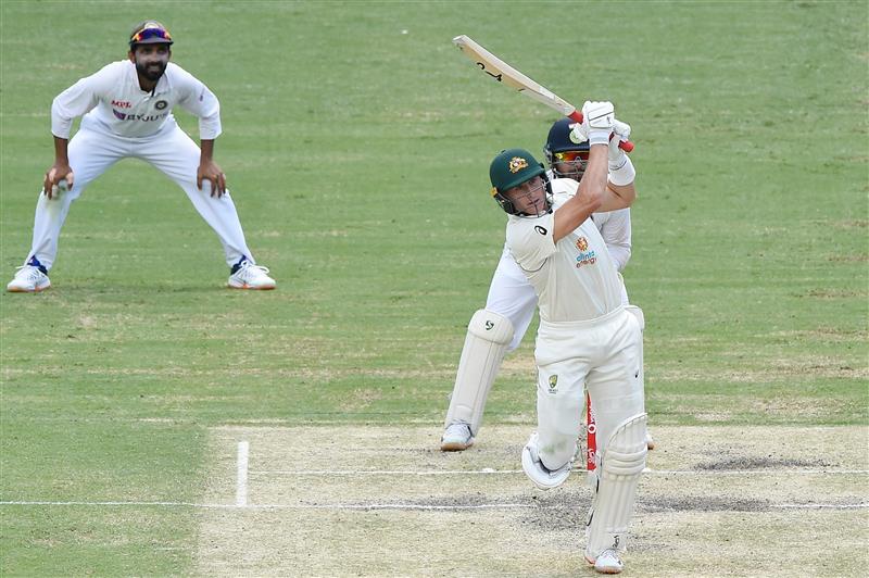 BRISBANE, AUSTRALIA - JANUARY 18: Marnus Labuschagne of Australia bats during day four of the 4th Test Match in the series between Australia and India at The Gabba on January 18, 2021 in Brisbane, Australia. (Photo by Matt Roberts/Getty Images)