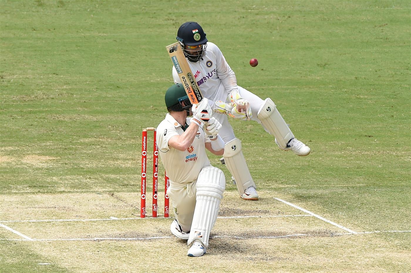 BRISBANE, AUSTRALIA - JANUARY 18: Steve Smith of Australia bats during day four of the 4th Test Match in the series between Australia and India at The Gabba on January 18, 2021 in Brisbane, Australia. (Photo by Matt Roberts/Getty Images)