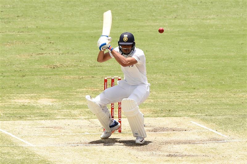 BRISBANE, AUSTRALIA - JANUARY 19: Shubman Gill of India bats during day five of the 4th Test Match in the series between Australia and India at The Gabba on January 19, 2021 in Brisbane, Australia. (Photo by Matt Roberts/Getty Images)