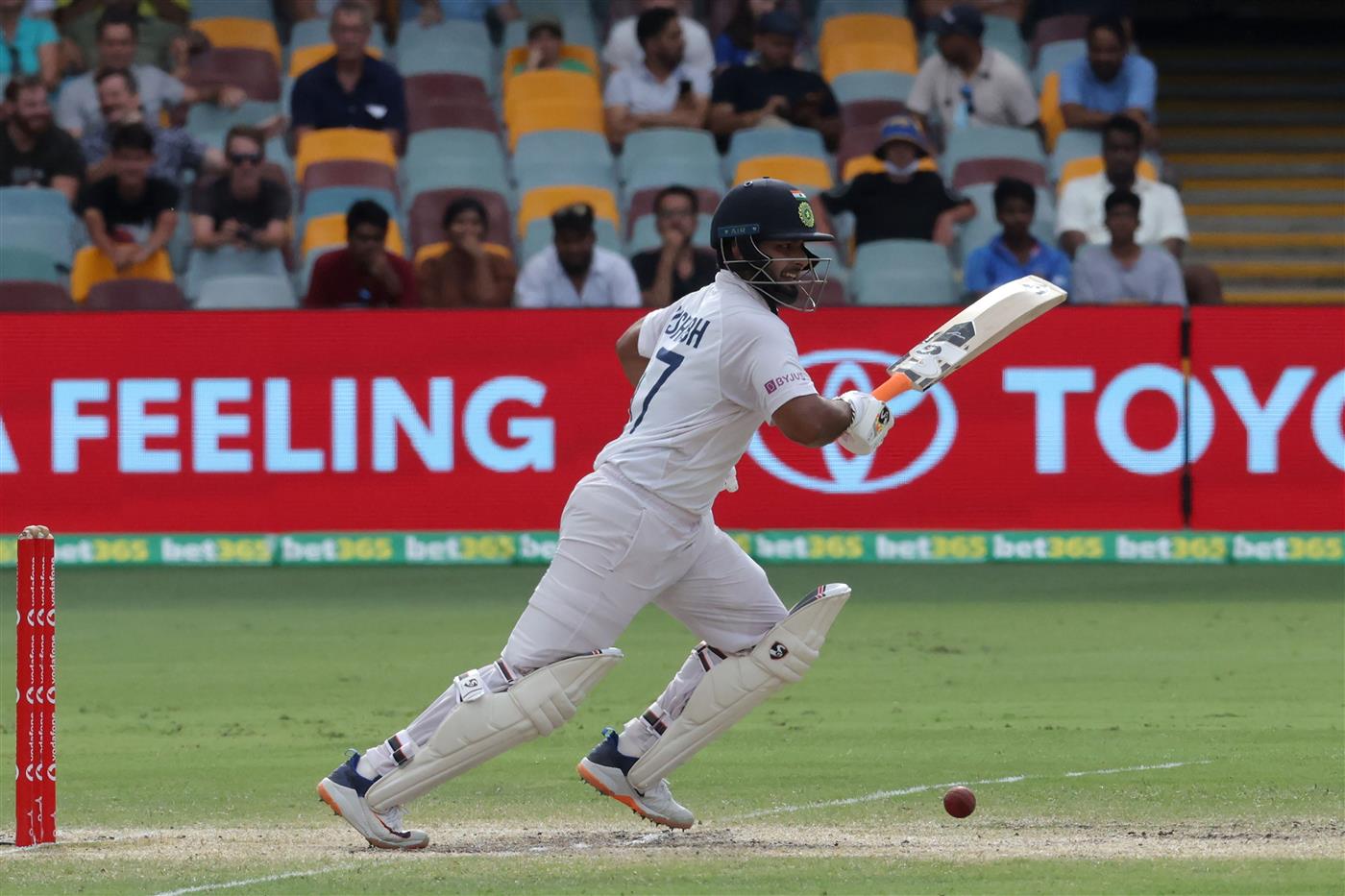 BRISBANE, AUSTRALIA - JANUARY 19: Rishabh Pant of India bats  during day five of the 4th Test Match in the series between Australia and India at The Gabba on January 19, 2021 in Brisbane, Australia. (Photo by Matt Roberts/Getty Images)