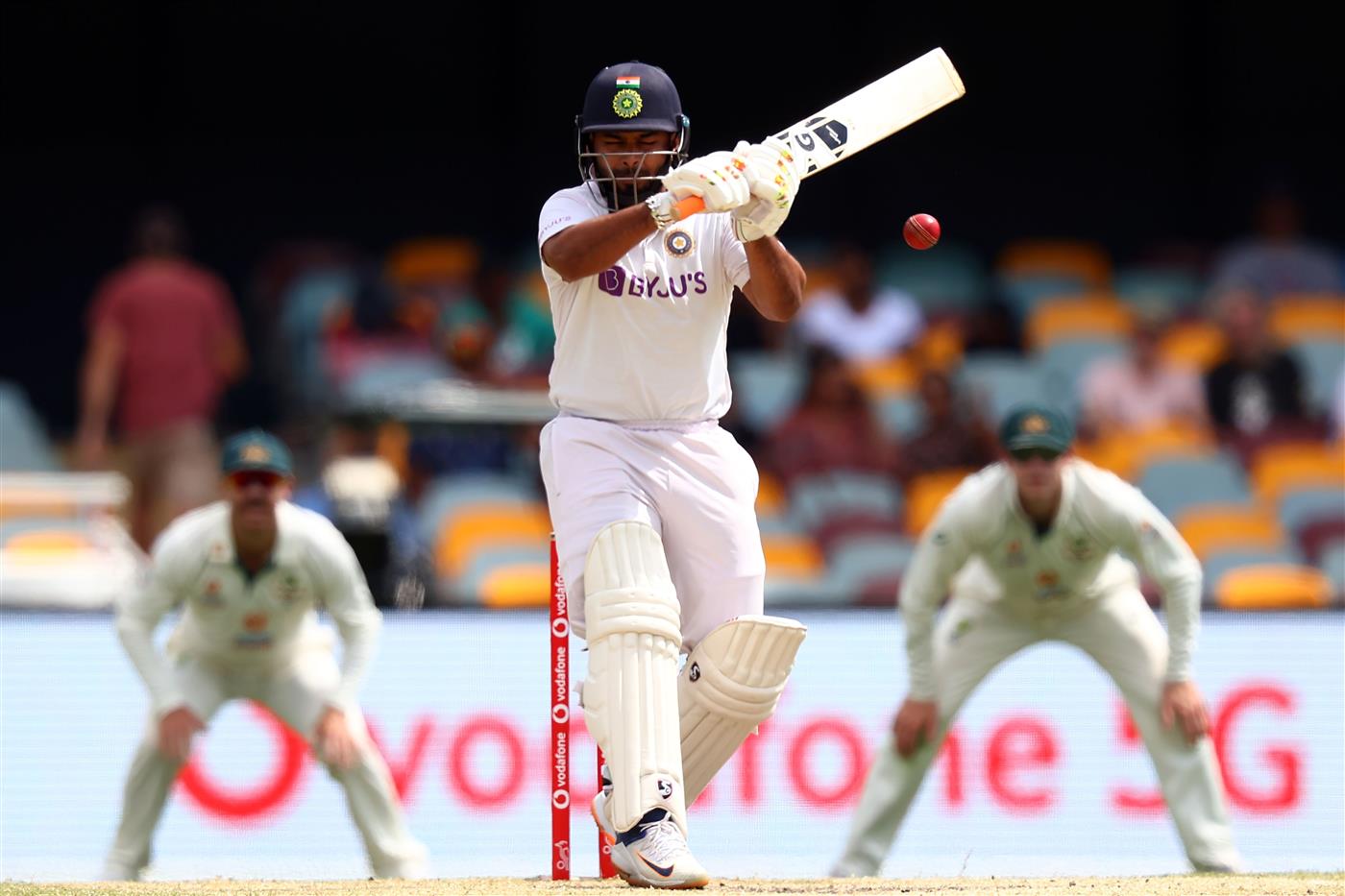 BRISBANE, AUSTRALIA - JANUARY 19: Rishabh Pant of India bats  during day five of the 4th Test Match in the series between Australia and India at The Gabba on January 19, 2021 in Brisbane, Australia. (Getty)