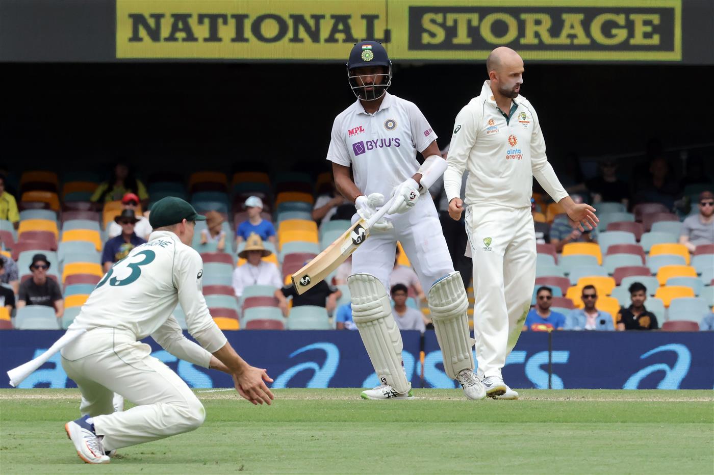 BRISBANE, AUSTRALIA - JANUARY 19: Cheteshwar Pujara of India bats  during day five of the 4th Test Match in the series between Australia and India at The Gabba on January 19, 2021 in Brisbane, Australia. (Photo by Matt Roberts/Getty Images)
