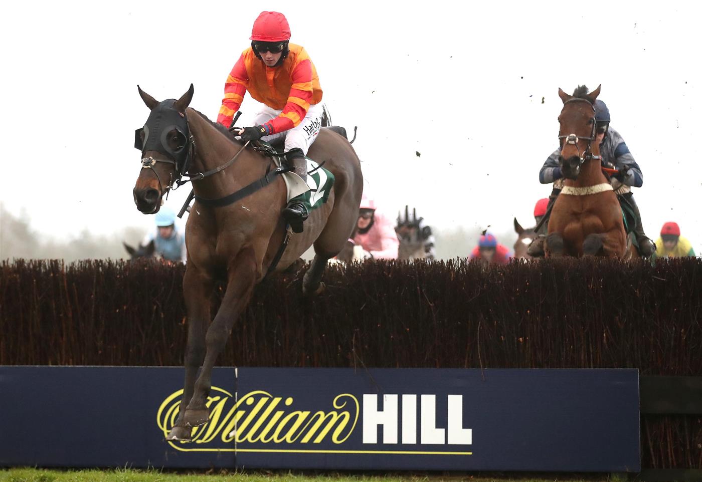 CATTERICK, ENGLAND - FEBRUARY 05: Frankie Ballou ridden by jockey Sam Cotherd during the racingtv.com Handicap Chase at Catterick Racecourse on February 5, 2021 in Catterick, England. (Photo by Tim Goode - Pool / Getty Images)