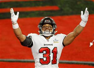 TAMPA, FLORIDA - FEBRUARY 07: Antoine Winfield Jr. #31 of the Tampa Bay Buccaneers looks on during the first quarter against the Kansas City Chiefs in Super Bowl LV at Raymond James Stadium on February 07, 2021 in Tampa, Florida. (Photo by Mike Ehrmann/Getty Images)