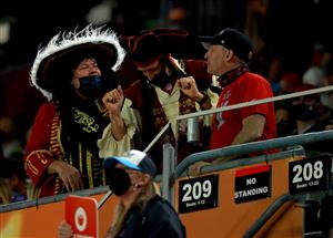 TAMPA, FLORIDA - FEBRUARY 07: Fans cheer during the fourth quarter in Super Bowl LV between the Tampa Bay Buccaneers and the Kansas City Chiefs at Raymond James Stadium on February 07, 2021 in Tampa, Florida. (Photo by Mike Ehrmann/Getty Images)