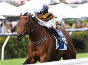 MELBOURNE, AUSTRALIA - FEBRUARY 27: Declan Bates riding Chaillot winning Race 9, the Furphy Ale Frances Tressady Stakes, during Melbourne Racing at Flemington Racecourse on February 27, 2021 in Melbourne, Australia. (Photo by Vince Caligiuri/Getty Images)