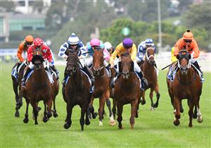 MELBOURNE, AUSTRALIA - FEBRUARY 27: Damian Lane riding Cappricio winning Race 8, the Inglis Dash, during Melbourne Racing at Flemington Racecourse on February 27, 2021 in Melbourne, Australia. (Photo by Vince Caligiuri/Getty Images)