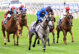 MELBOURNE, AUSTRALIA - FEBRUARY 27: Jamie Kah riding Subedar winning Race 4, the World Horse Racing Handicap, during Melbourne Racing at Flemington Racecourse on February 27, 2021 in Melbourne, Australia. (Photo by Vince Caligiuri/Getty Images)