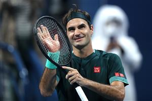 DOHA, QATAR - MARCH 10: Roger Federer of Switzerland celebrates winning his match against Dan Evans of Great Britain on Day 3 of the Qatar ExxonMobil Open at Khalifa International Tennis and Squash Complex on March 10, 2021 in Doha, Qatar. (Photo by Mohamed Farag/Getty Images)