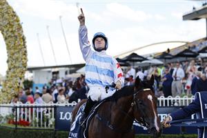 SYDNEY, AUSTRALIA - MARCH 27: Tommy Berry returns to scale after winning the Golden Slipper on Stay Inside during Golden Slipper Day at Rosehill Gardens on March 27, 2021 in Sydney, Australia. (Photo by Mark Evans/Getty Images)