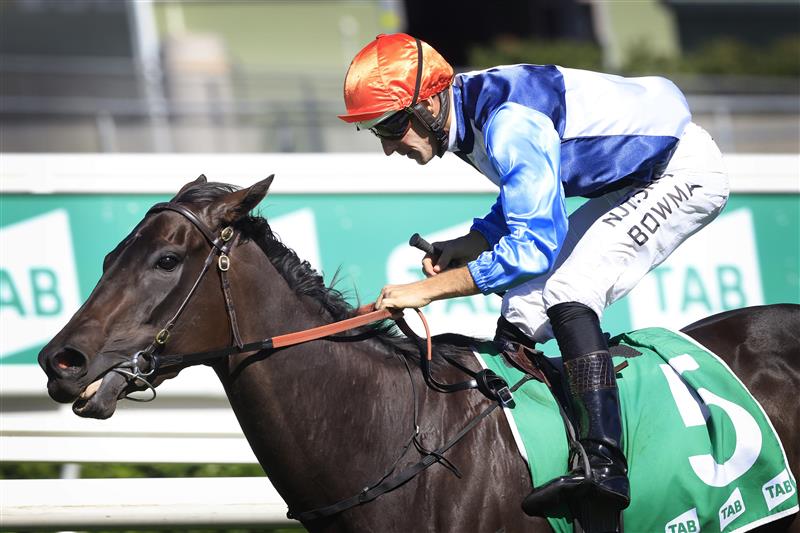 SYDNEY, AUSTRALIA - APRIL 10: Hugh Bowman on Duais wins race 4 the TAB Adrian Knox Stakes during The Championships at Royal Randwick Racecourse on April 10, 2021 in Sydney, Australia. (Photo by Mark Evans/Getty Images)