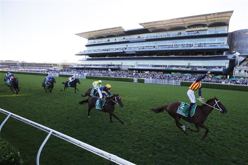 SYDNEY, AUSTRALIA - APRIL 10: James McDonald on Nature Strip wins race 8 the Heineken TJ Smith Stakes during The Championships at Royal Randwick Racecourse on April 10, 2021 in Sydney, Australia. (Photo by Mark Evans/Getty Images)