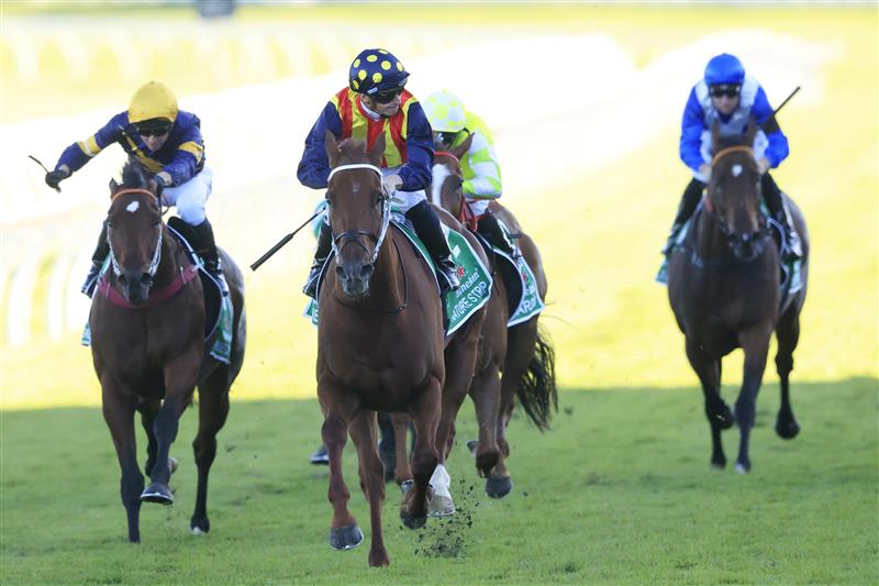 SYDNEY, AUSTRALIA - APRIL 10: James McDonald on Nature Strip wins race 8 the Heineken TJ Smith Stakes during The Championships at Royal Randwick Racecourse on April 10, 2021 in Sydney, Australia. (Photo by Mark Evans/Getty Images)