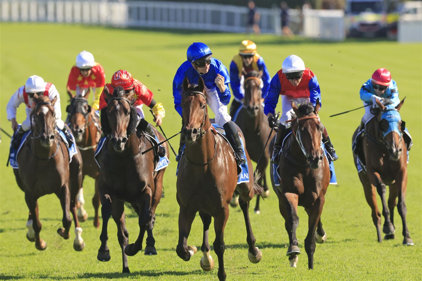 SYDNEY, AUSTRALIA - APRIL 10: James McDonald on Anamoe wins race 6 the Inglis Sires’ during The Championships at Royal Randwick Racecourse on April 10, 2021 in Sydney, Australia. (Photo by Mark Evans/Getty Images)