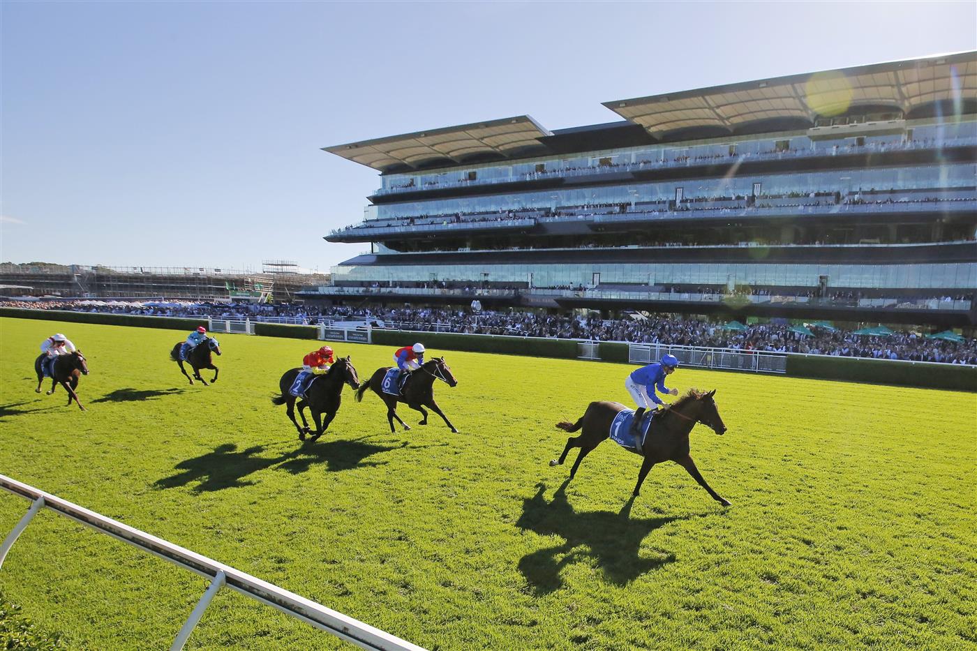 SYDNEY, AUSTRALIA - APRIL 10: James McDonald on Anamoe wins race 6 the Inglis Sires’ during The Championships at Royal Randwick Racecourse on April 10, 2021 in Sydney, Australia. (Photo by Mark Evans/Getty Images)