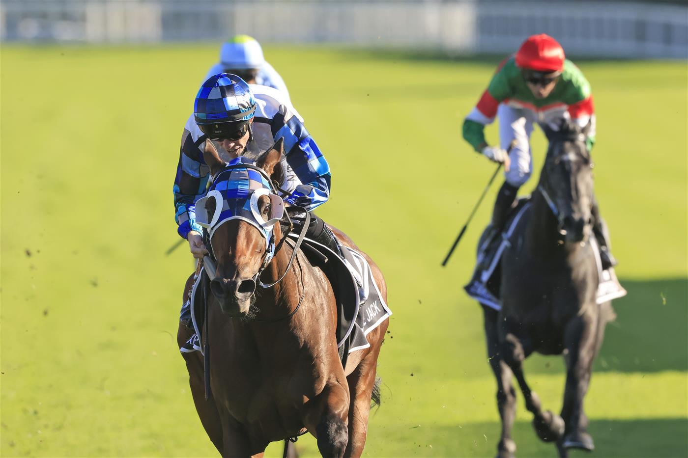 SYDNEY, AUSTRALIA - APRIL 10: John Allen on Explosive Jack wins race 7 the Bentley Australian Derby during The Championships at Royal Randwick Racecourse on April 10, 2021 in Sydney, Australia. (Photo by Mark Evans/Getty Images)