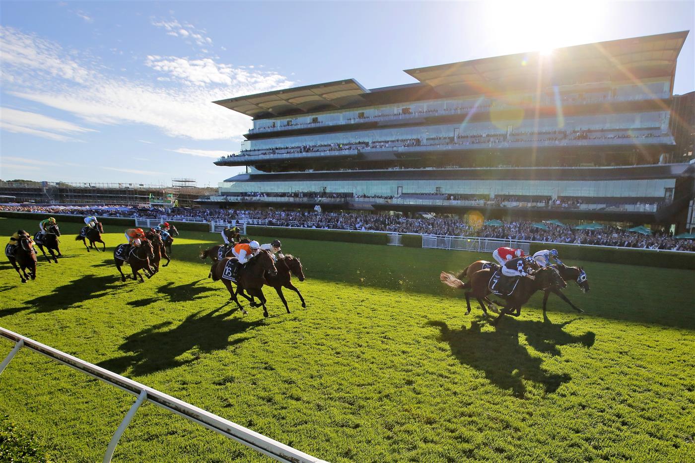 SYDNEY, AUSTRALIA - APRIL 10: John Allen on Explosive Jack (R) wins race 7 the Bentley Australian Derby during The Championships at Royal Randwick Racecourse on April 10, 2021 in Sydney, Australia. (Photo by Mark Evans/Getty Images)