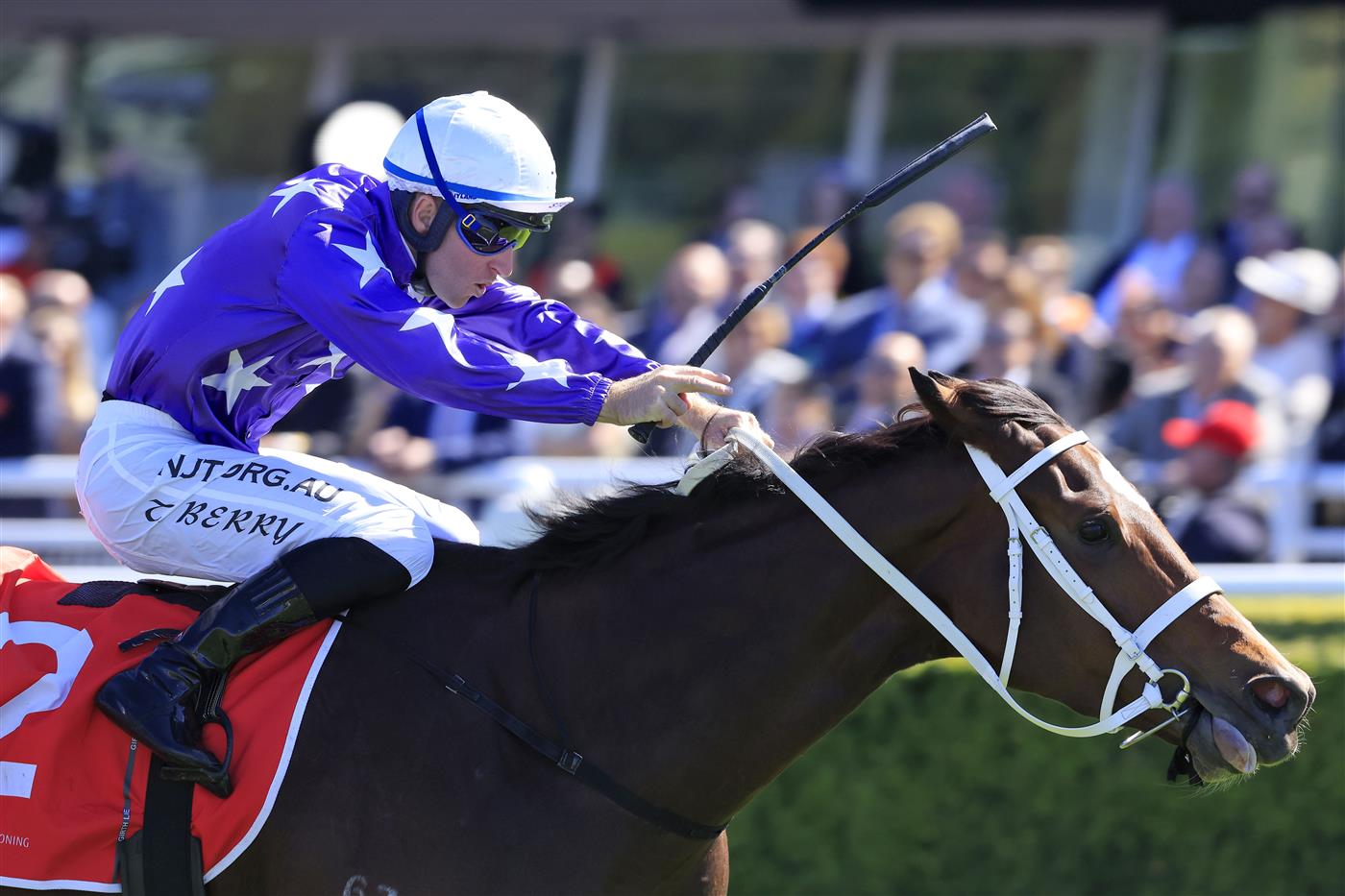 SYDNEY, AUSTRALIA - APRIL 10: Tommy Berry on Kiku wins race 2 the Fujitsu General Carbine Club Stakes during The Championships at Royal Randwick Racecourse on April 10, 2021 in Sydney, Australia. (Photo by Mark Evans/Getty Images)