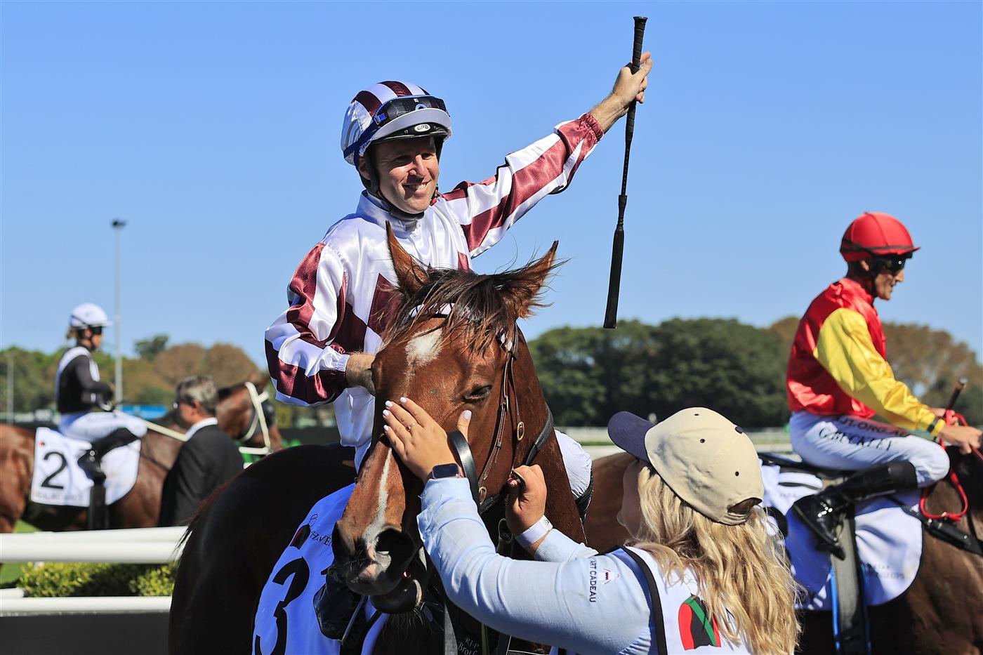 SYDNEY, AUSTRALIA - APRIL 10: Tommy Berry on Art Cadeau returns to scale after winning race 3 the Newhaven Park Country Championships Final during The Championships at Royal Randwick Racecourse on April 10, 2021 in Sydney, Australia. (Photo by Mark Evans/Getty Images)