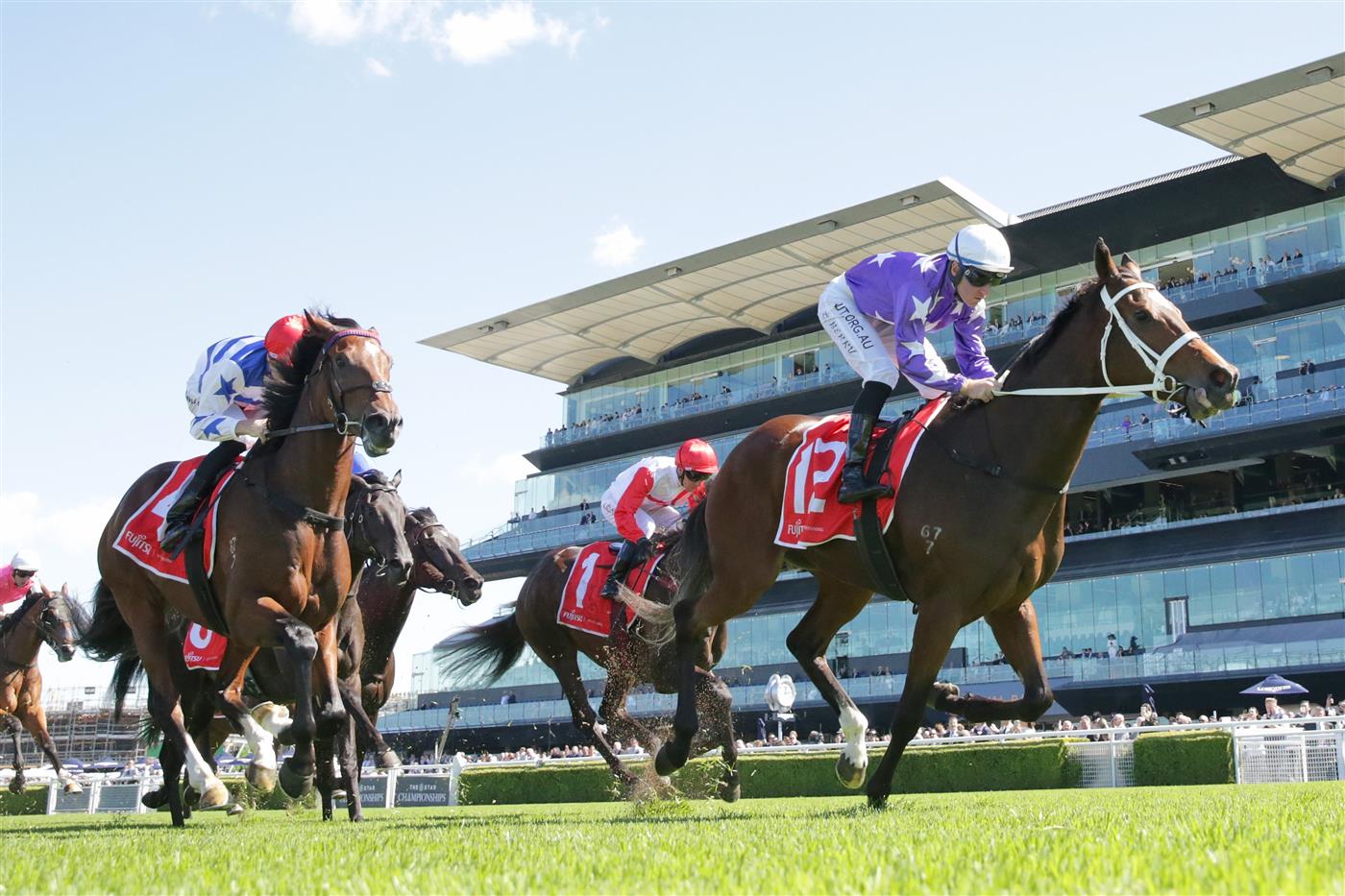 SYDNEY, AUSTRALIA - APRIL 10: Tommy Berry on Kiku wins race 2 the Fujitsu General Carbine Club Stakes during The Championships at Royal Randwick Racecourse on April 10, 2021 in Sydney, Australia. (Photo by Mark Evans/Getty Images)