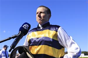 SYDNEY, AUSTRALIA - APRIL 10: Damien Lane looks on after riding Quick Thinker to victory in race 5 the Schweppes Chairman’s Quality during The Championships at Royal Randwick Racecourse on April 10, 2021 in Sydney, Australia. (Photo by Mark Evans/Getty Images)