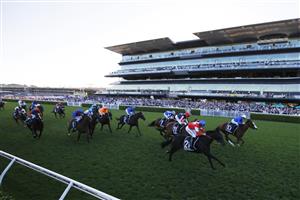 SYDNEY, AUSTRALIA - APRIL 10: Jamie Kah on Cascadian (white cap) wins race 9 the Star Doncaster Mile during The Championships at Royal Randwick Racecourse on April 10, 2021 in Sydney, Australia. (Photo by Mark Evans/Getty Images)