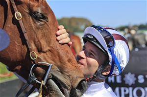 SYDNEY, AUSTRALIA - APRIL 10: Tommy Berry on Art Cadeau returns to scale after winning race 3 the Newhaven Park Country Championships Final during The Championships at Royal Randwick Racecourse on April 10, 2021 in Sydney, Australia. (Photo by Mark Evans/Getty Images)