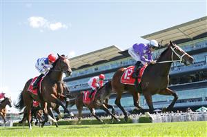 SYDNEY, AUSTRALIA - APRIL 10: Tommy Berry on Kiku wins race 2 the Fujitsu General Carbine Club Stakes during The Championships at Royal Randwick Racecourse on April 10, 2021 in Sydney, Australia. (Photo by Mark Evans/Getty Images)