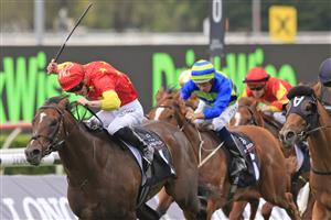 SYDNEY, AUSTRALIA - APRIL 17: James McDonald on Wild Ruler wins race 6 the Arrowfield 3YO Sprintduring day two of The Championships at Royal Randwick Racecourse on April 17, 2021 in Sydney, Australia. (Photo b y Mark Evans/Getty Images)