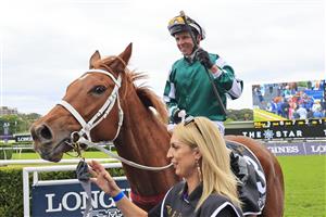 SYDNEY, AUSTRALIA - APRIL 17: Kerrin McEvoy on Hungry Heart returns to scale after winning race 5 the Star Australian Oaks during day two of The Championships at Royal Randwick Racecourse on April 17, 2021 in Sydney, Australia. (Photo by Mark Evans/Getty Images)