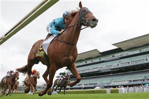 SYDNEY, AUSTRALIA - APRIL 17: Tim Clark on Ellsberg wins race 2 the Bisley Workwear South Pacific Classic during day two of The Championships at Royal Randwick Racecourse on April 17, 2021 in Sydney, Australia. (Photo by Mark Evans/Getty Images)