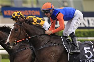 SYDNEY, AUSTRALIA - APRIL 17: Tommy Berry on Nettoyer wins race 9 the Moet & Chandon Queen Of The Turf Stakes during day two of The Championships at Royal Randwick Racecourse on April 17, 2021 in Sydney, Australia. (Photo by Mark Evans/Getty Images)