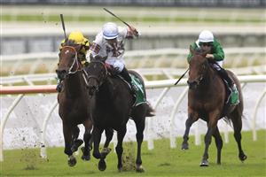SYDNEY, AUSTRALIA - APRIL 17: Tommy Berry on Jamaea wins race 4 the Heineken Percy Sykes Stakes during day two of The Championships at Royal Randwick Racecourse on April 17, 2021 in Sydney, Australia. (Photo by Mark Evans/Getty Images)