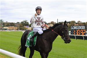 SYDNEY, AUSTRALIA - APRIL 17: Tommy Berry on Jamaea returns to scale after winning race 4 the Heineken Percy Sykes Stakes during day two of The Championships at Royal Randwick Racecourse on April 17, 2021 in Sydney, Australia. (Photo by Mark Evans/Getty Images)
